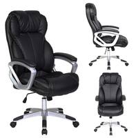 2xhome Black Leather Ergonomic High Back Executive Office Chair Tilt With Arm Manager Conference Room Padded Boss Comfortable