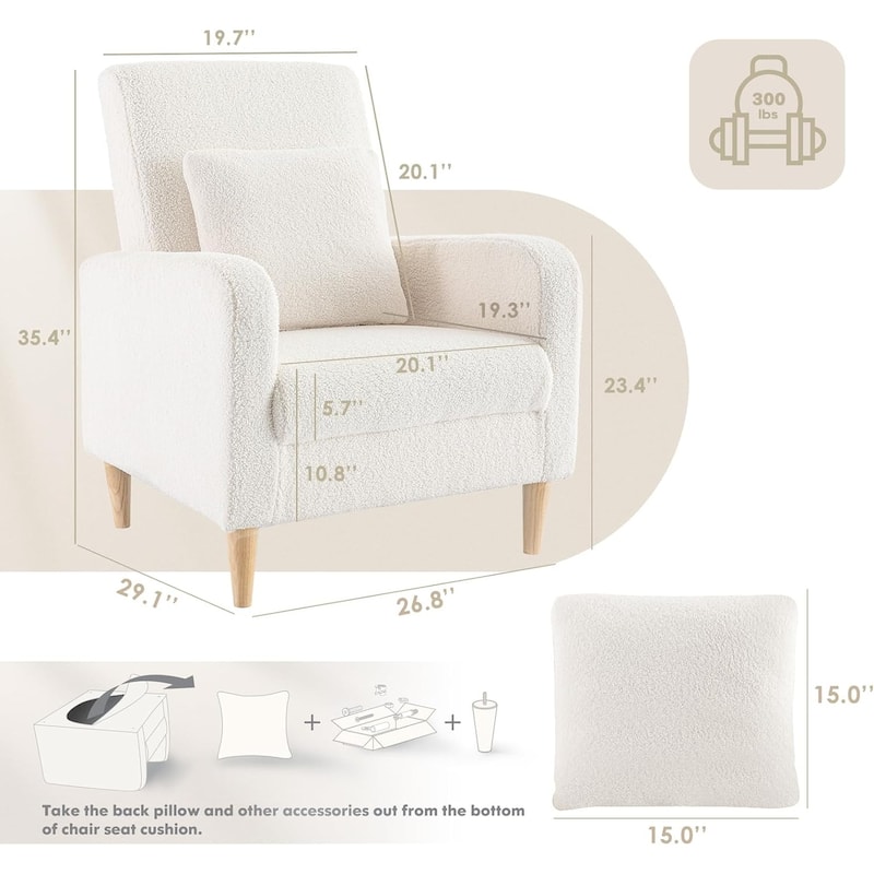 Fabric/Leather Modern Accent Chairs with Lounge Seat