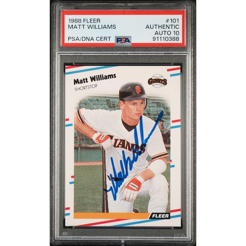 Matt Williams 1988 Fleer Signed Baseball Rookie Card #101 Auto Graded PSA 10 - 8'6" x 11'6"