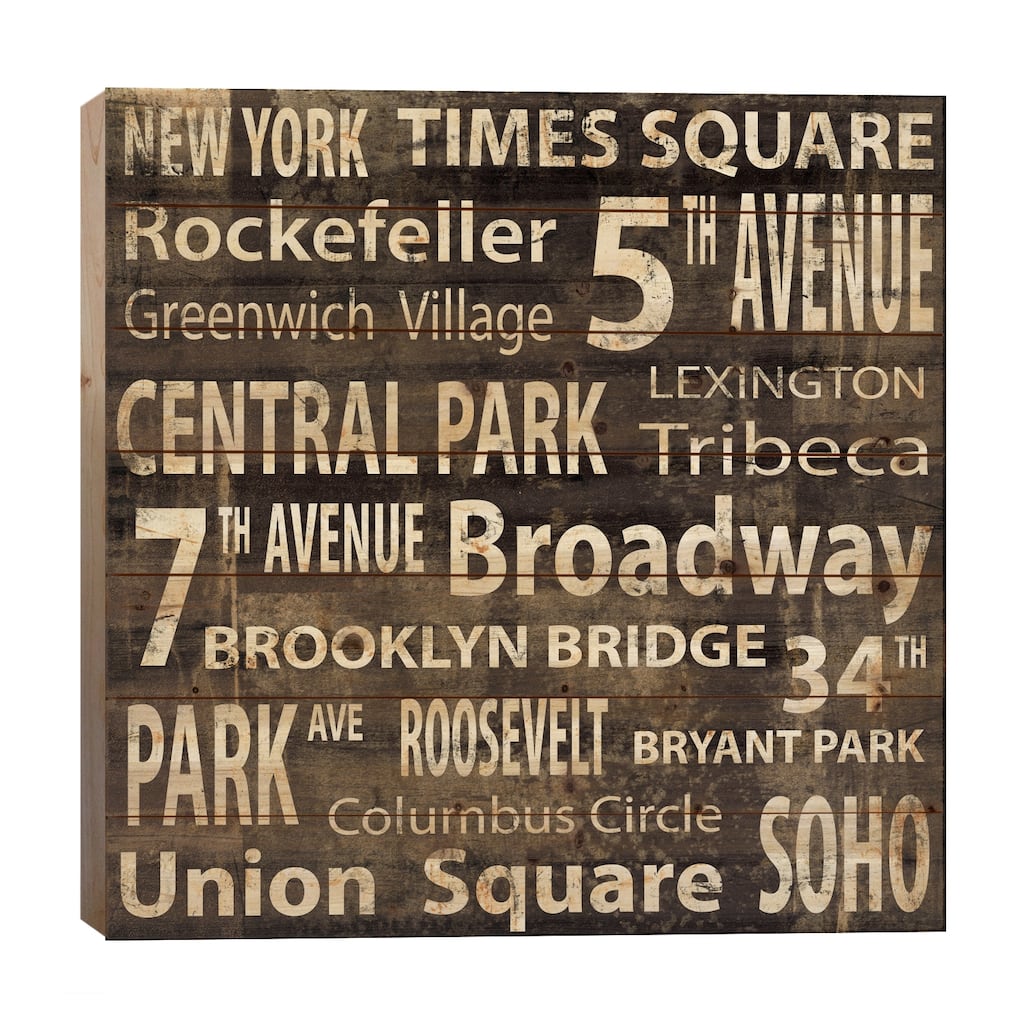 NYC In Words Print On Wood by Luke Wilson - Multi-Color