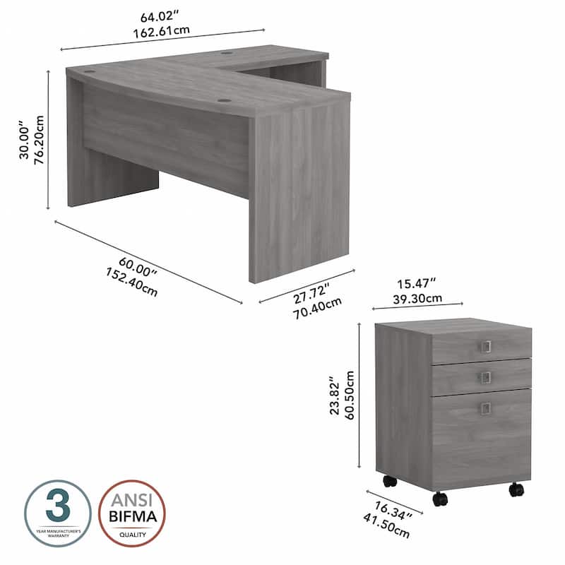 Echo L Shaped Bow Front Desk with Drawers by Bush Business Furniture