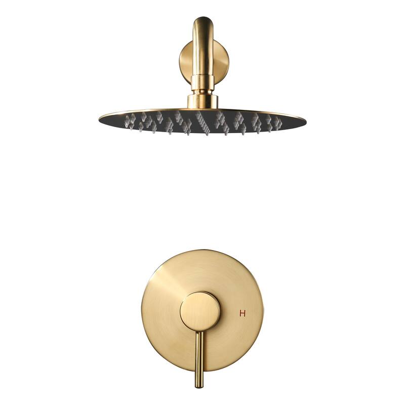 WOWOW Single Handle 5-Spray Patterns Shower Faucet with Valve - Brushed Gold
