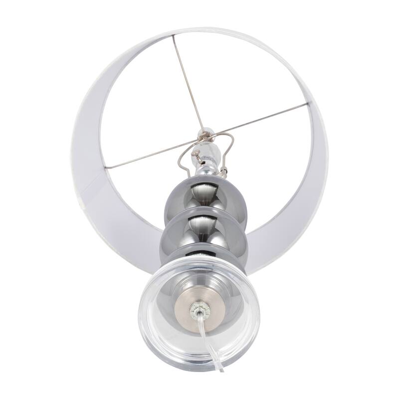 Sagebrook Home Modern Glass Orbs Table Lamp, Smoke Color, Metal Base, Linen Shade - 15" x 15" x 28"