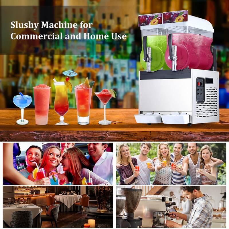 700W 7.9 Gal Double Bowl Commercial Slushy Machine 15L/Tank - 15L x 2-Tank