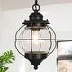 preview thumbnail 1 of 13, Modern Farmhouse Black 1-Light Outdoor Pendant Light Glass Patio Lantern Lamp - D10" X H12"
