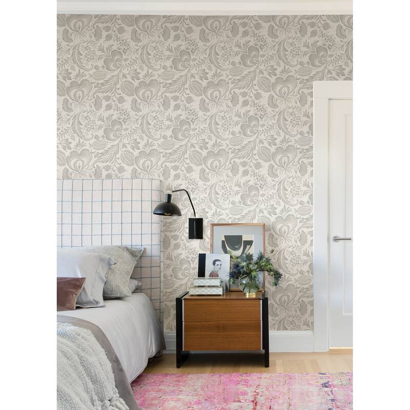 A-Street Prints Culver Grey Jacobean Wallpaper