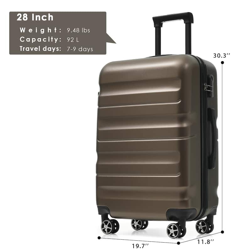 28" Hardshell Lightweight Durable ABS Suitcase with Spinner Wheels