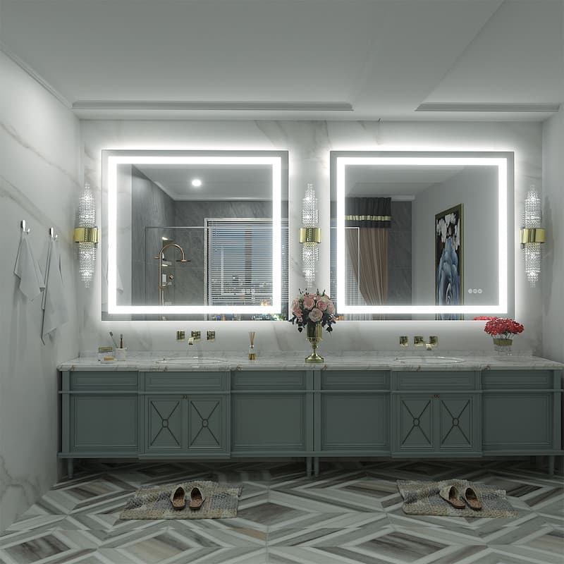 KIOTEE Super Bright Anti-fog LED Bathroom Mirror with Backlit and Front Lighting 3-Year Warranty