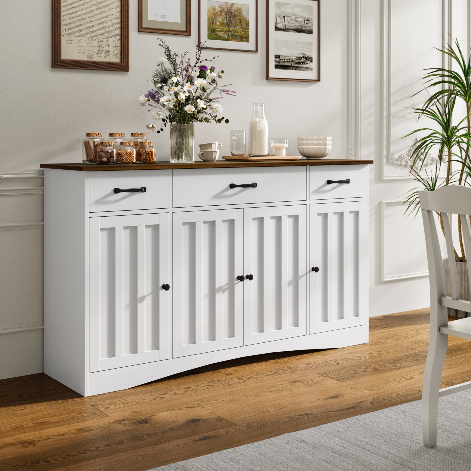 Sideboard Buffet Cabinet with Storage, Modern Kitchen Sideboard and Coffee Bar with Drawers and Doors
