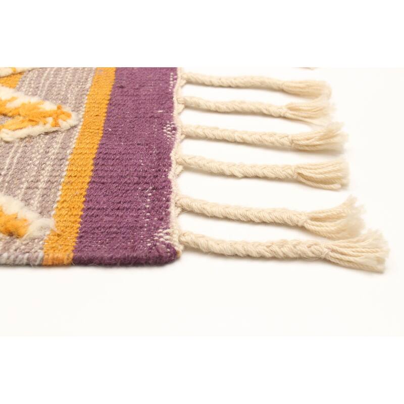 ECARPETGALLERY Flat-Weave Marrakech Purple Wool Kilim - 2'11 x 4'11