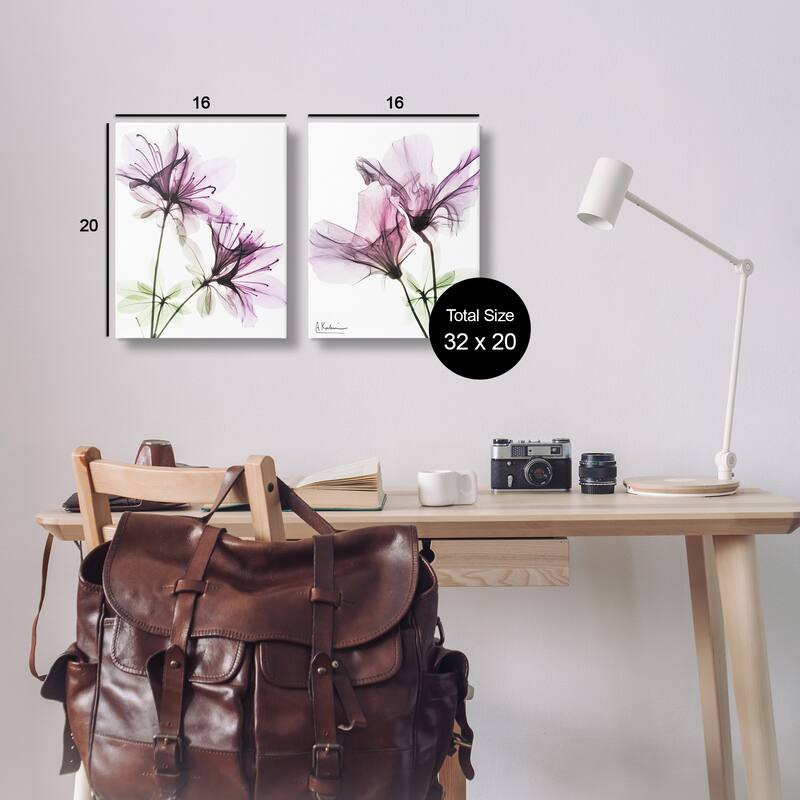 Stupell Purple Flower Bloom Design, 2pc Multi Piece Canvas Wall Art Set
