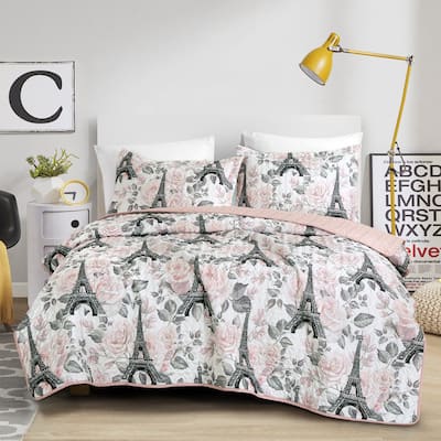 2/3 Pcs Kids Eiffel Tower Bedspread Set