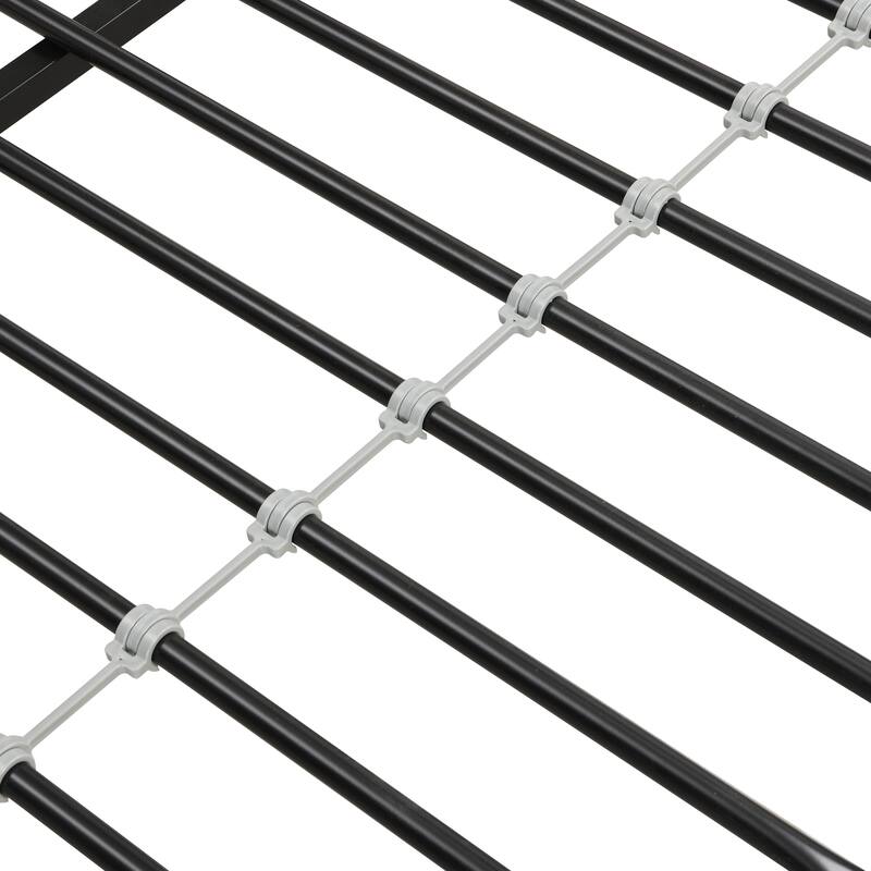 Twin Over Full Metal Bunk Bed w/Safety Guardrails and Ladders, Black