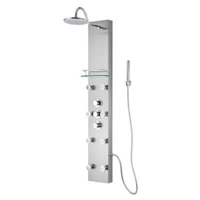 Blue Ocean 57 inch Stainless Steel Thermostatic Shower Panel (SPS8801) - 8'3" x 11'