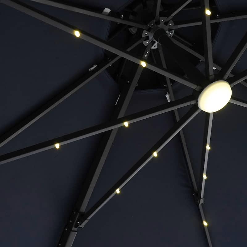 Furniture of America Spring 10-foot LED Steel Cantilever Offset Tilt Roma Umbrella