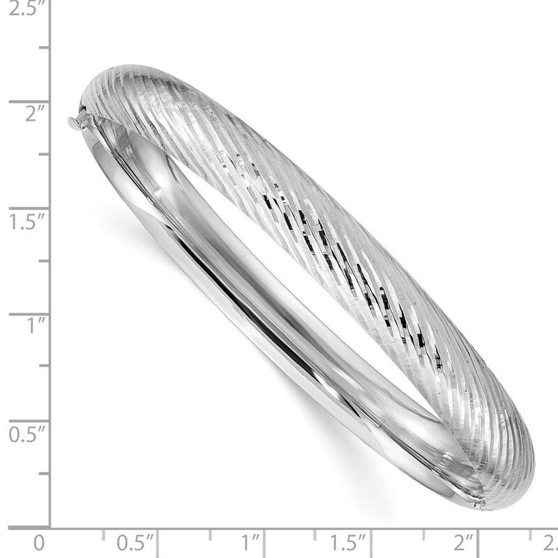 Curata 14k White Gold 5/16 Textured Cuff Stackable Bangle Bracelet