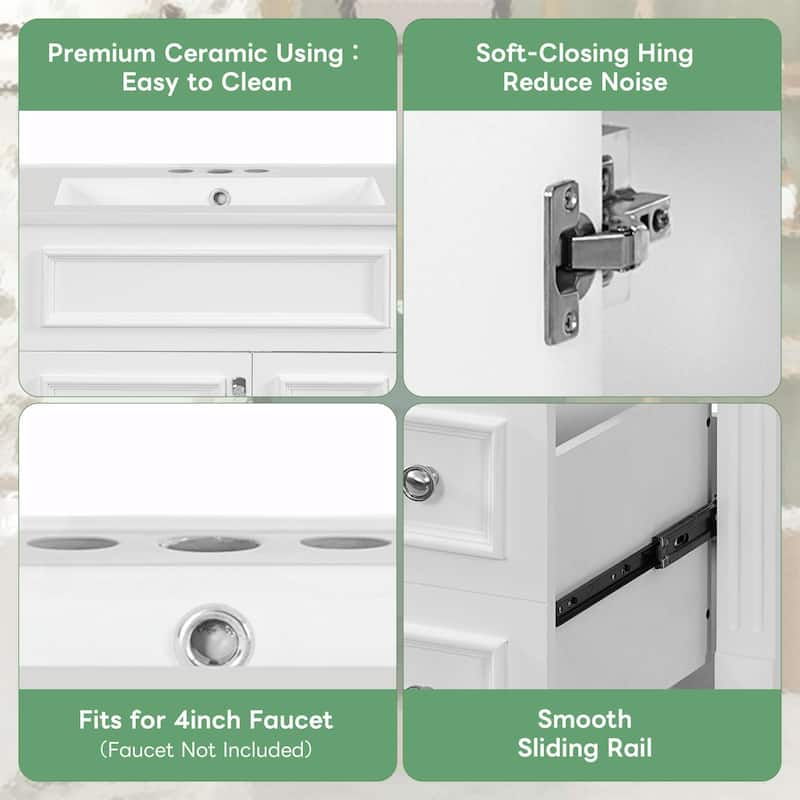 24" Bathroom Vanity with Ceramic Sink