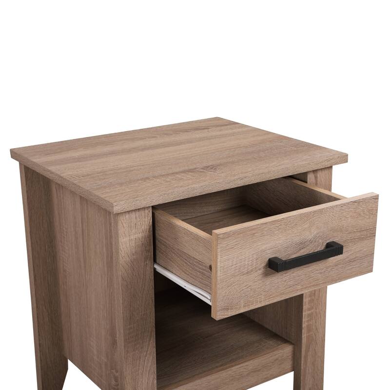 Nightstand with Drawer and Open Shelf - 24" - Brown