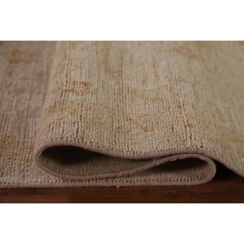 Vegetable Dye Oushak Turkish Area Rug Handmade Floral Wool Carpet - 8'8"x 11'9"