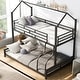 preview thumbnail 2 of 10, Black Metal House Bunk Bed with Roof, Ladder and Fence for Kids, Boys and Girls