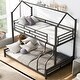 preview thumbnail 20 of 25, Twin Over Full Bunk Beds, Metal House Bed Frame w/Angled Ladder & Safety Guardrails, Convertible to 2 Beds, Triple Bunk Bed
