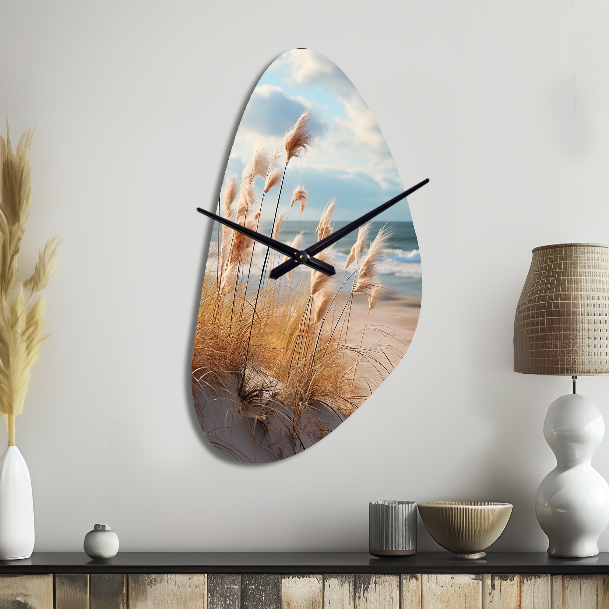 Beach Photo Coastal Harmony I - Coastal Beach Large Wall Clocks - Nautical & Coastal Wall Clock in Fall Shape