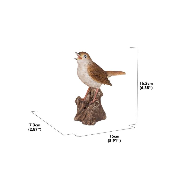 6.25" Brown Motion Activated Singing Nightingale Stump Figurine