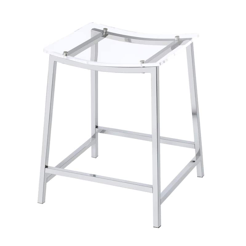 Clapper Clear and Chrome Stools (Set of 2)