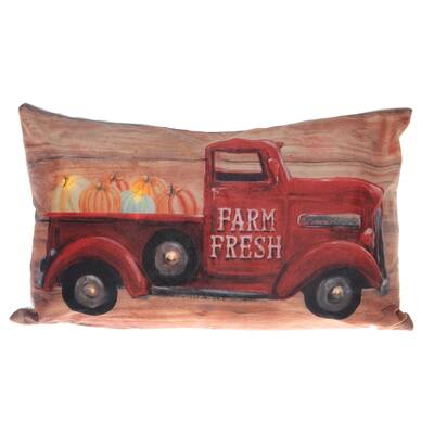 Led Velvet Cushion (Farm Fresh Pumpkin) (12 X 20) - Set of 2