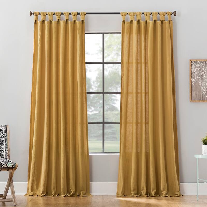 Archaeo Washed Cotton Twist Tab Curtain, Single Panel - 52" x 95" - Mustard Yellow