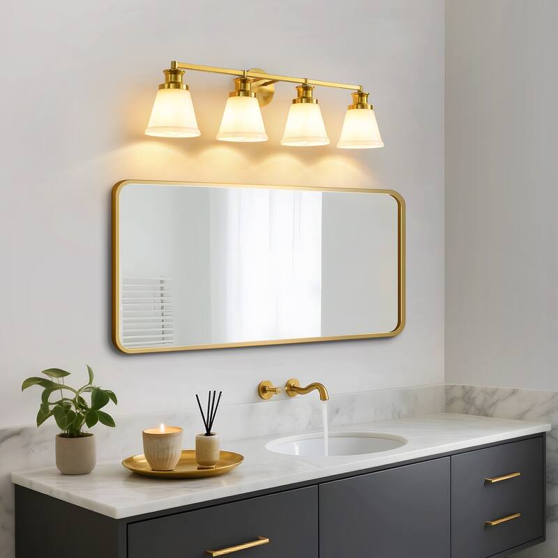 Modern Vanity Lights 3/4 Light Bathroom Dimmable Light Fixture Wall Sconce with Glass Shades
