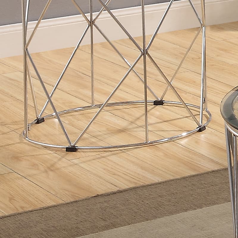 Eila Contemporary Chrome 23-inch Glass Round Side Table by Furniture of America