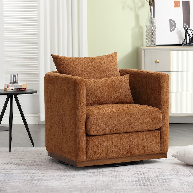 Modern 31.5" Chenille Upholstered 360° Swivel Accent Chair with Sturdy Hardwood Frame for Living Room
