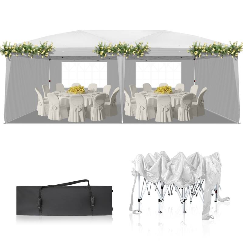 Large Waterproof Outdoor Event Tent 20x10 ft with Windows and Doors Heavy Duty Steel Frame Canopy for Parties Camping