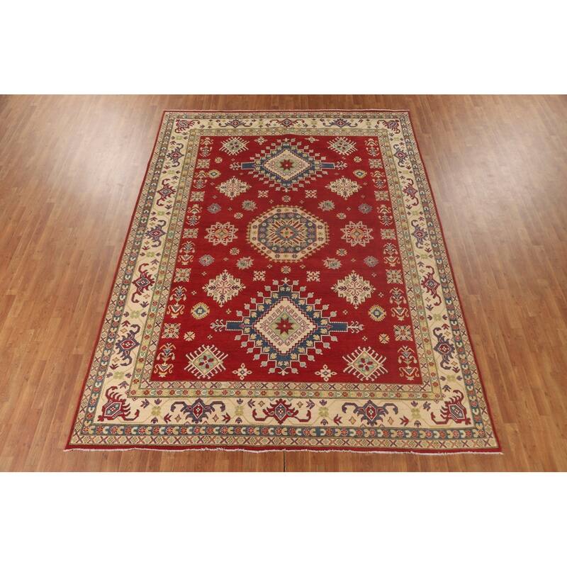 Red Kazak Area Rug Hand-Knotted Traditional Wool Carpet - 8'10"x 11'8"