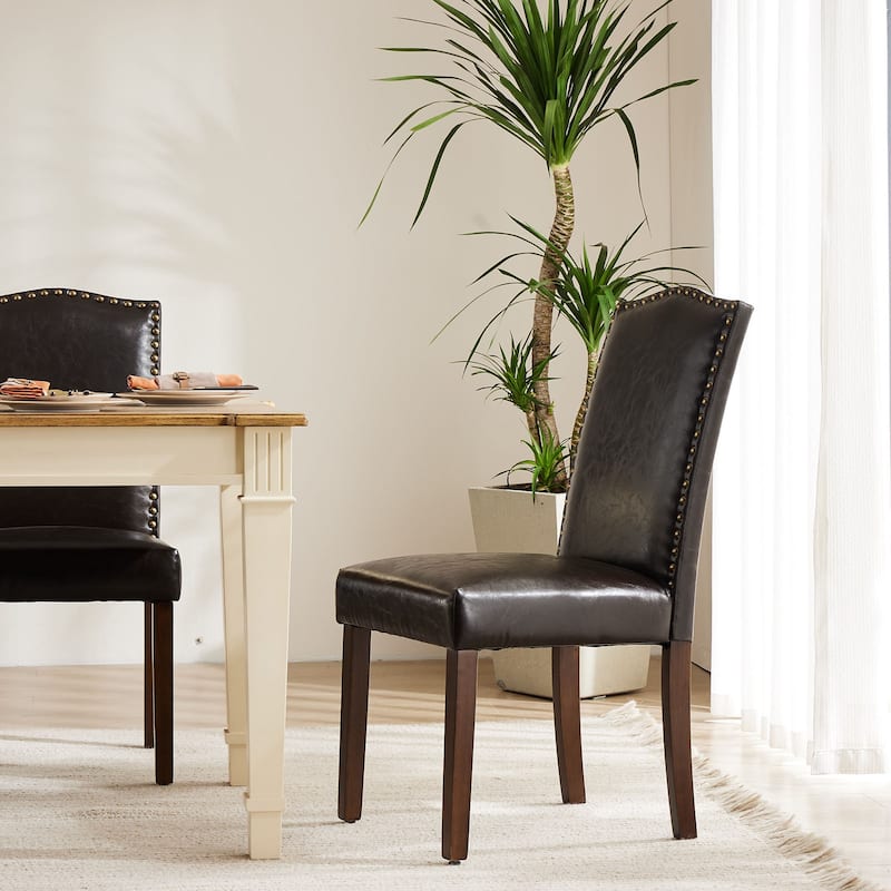 Padded Dining Chairs with Solid Wood Legs, Set of 2