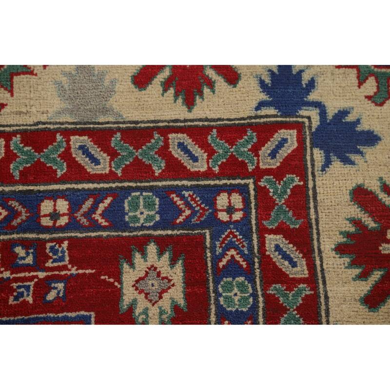Large Geometric Kazak Oriental Area Rug Handmade Wool Carpet - 9'9" x 13'9"