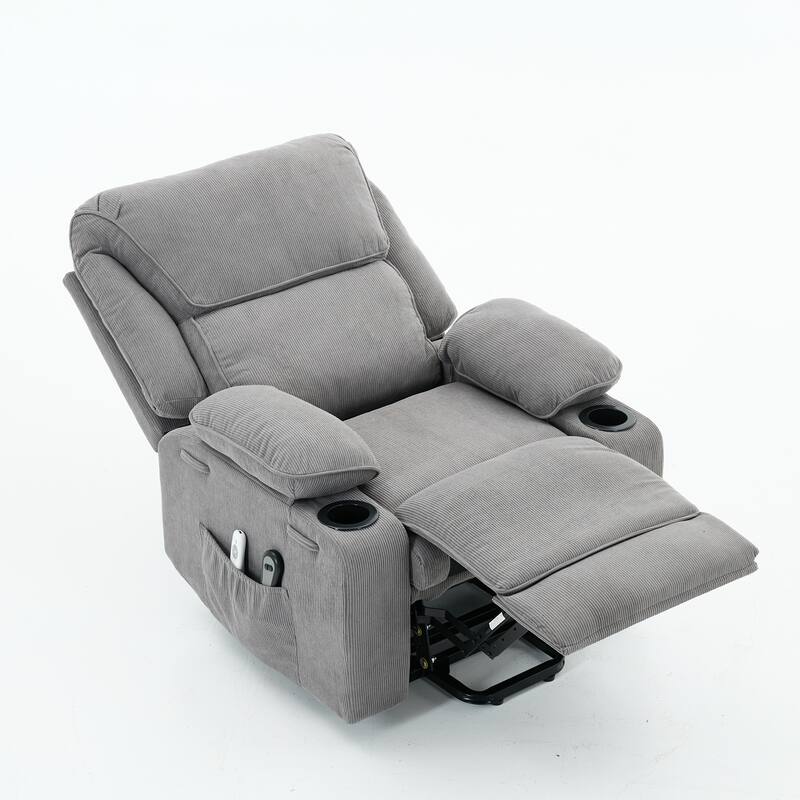 Power Lift Recliner Chair - Remote Control with Heat & Massage, PU Leather, Side Pockets - Senior Mobility Assist Chair