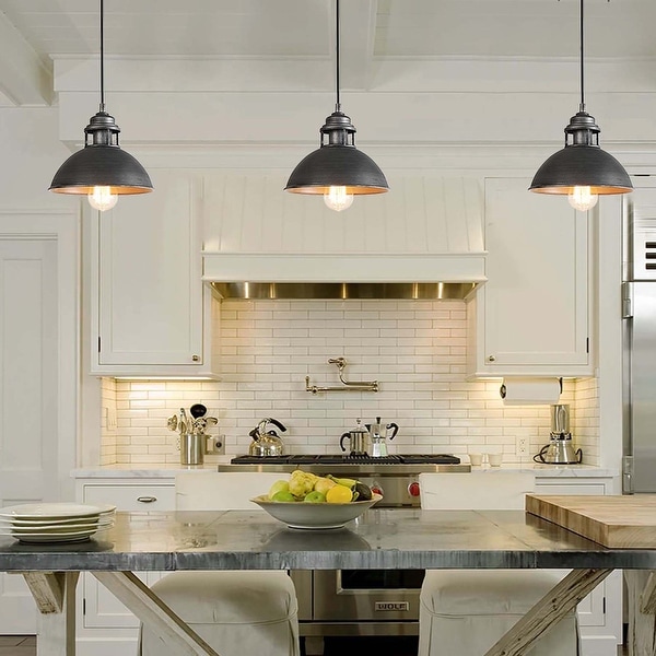Rustic 1-Light Pendant Lighting Dome Hanging Ceiling Lights for Dining Room - D9" x H7.3". Opens flyout.