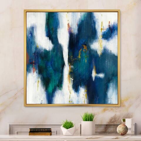 Designart 'Blue Glam Texture I' Contemporary Framed Canvas - Blue