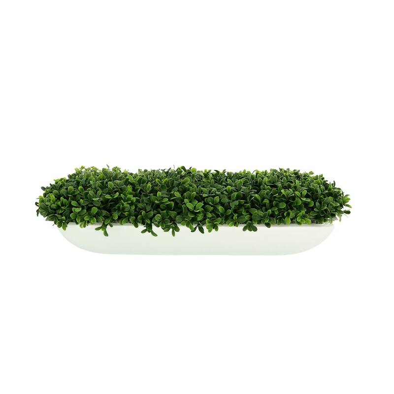 UV Rated Outdoor Boxwood Arrangement in Fiberstone Planter - Green