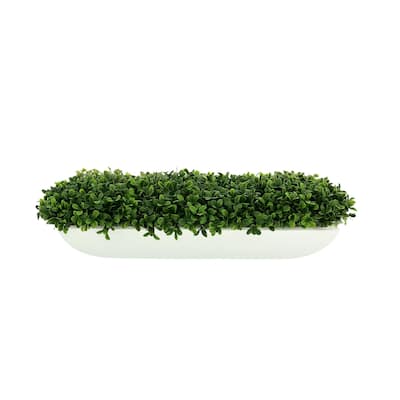 UV Rated Outdoor Boxwood Arrangement in Fiberstone Planter - Green