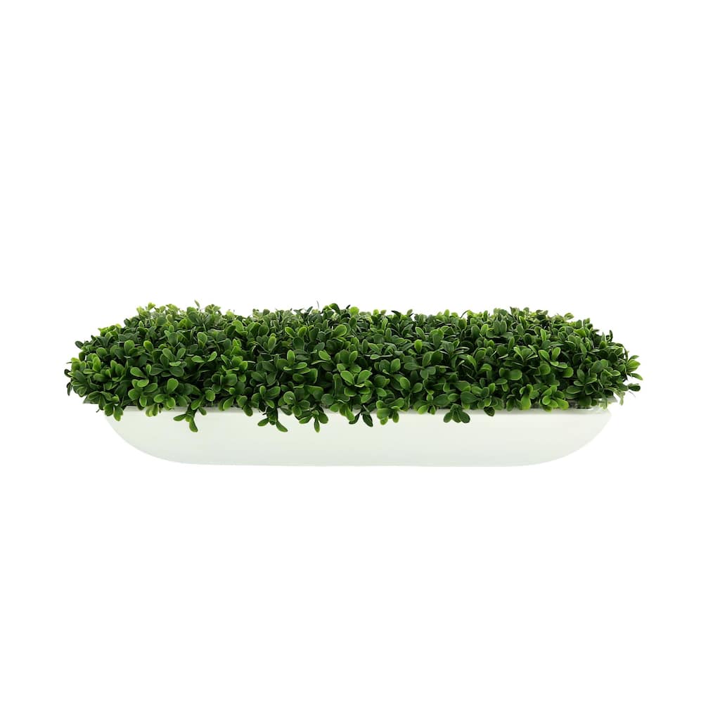 UV Rated Outdoor Boxwood Arrangement in Fiberstone Planter - Green