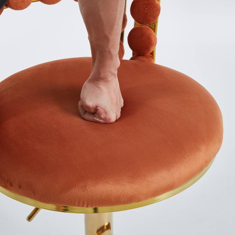 Set of 2 Modern Bar Chairs with Gold Iron Legs, Soft Cushions & Comfortable Backrest, Upholstered Barstool for Cafe & Dining