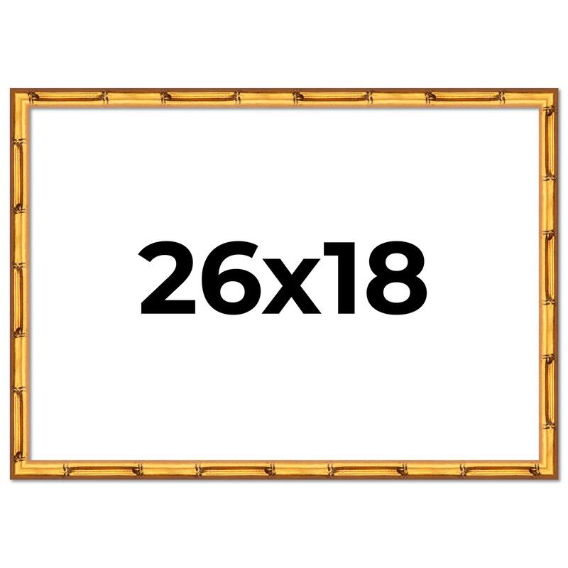 26x18 Frame Gold Bamboo Picture Frame Modern Photo Frame Includes UV Acrylic Shatter Guard Front Acid Free Foam Backing Board