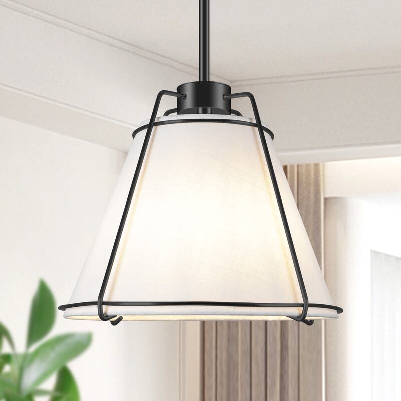JASIWAY Modern Light Brass Chandelier with E26 Base and Fabric Shade