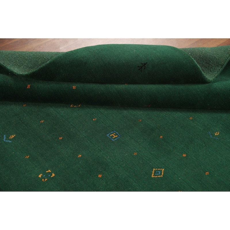 Hand Knotted Oriental 100% Wool Carpet Tribal Tribal Green Gabbeh Area Rug - 7' 10'' X 5' 9''
