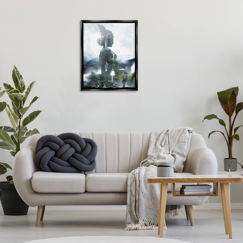 Stupell Mossy Nature Statue of Woman Framed Floater Canvas Wall Art Design By Barrett Biggers