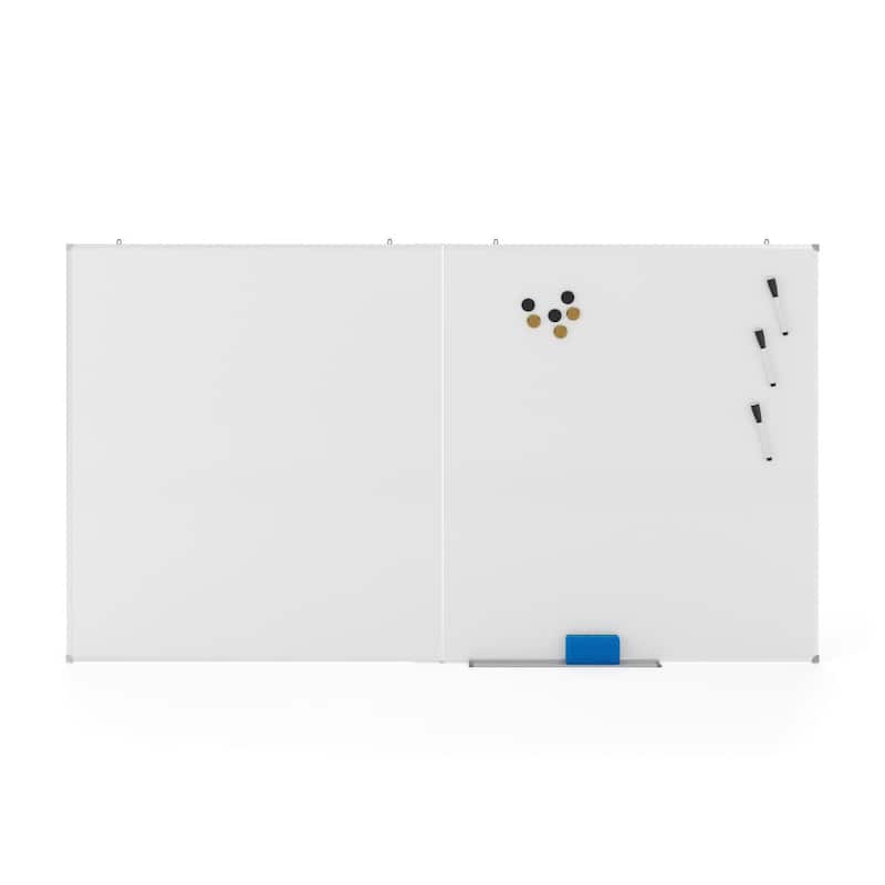 Aluminum Magnetic Dry Erase Board with Wall Mount, Marker Tray - 72"W x 0.75"D x 40.5"H
