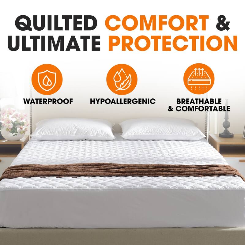 Cheer Collection Waterproof Quilted Mattress Protector - White